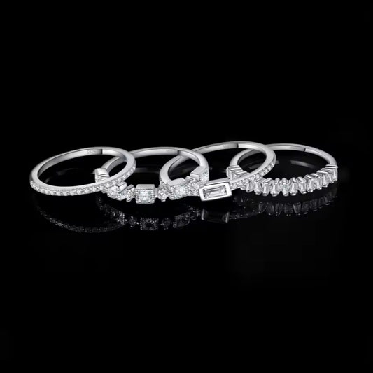 Set de 4 Anillos Plata 925 5A